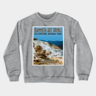 Mammoth Hot Springs retro travel poster image Crewneck Sweatshirt